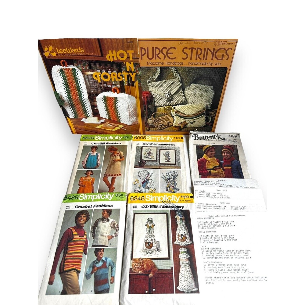 Vintage Crochet Embroidery Macrame Needlework Patterns Lot of 11 Simplicity